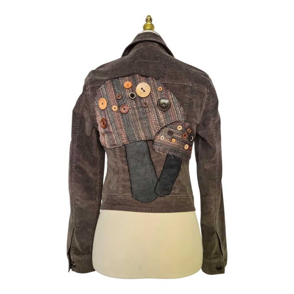 One of a Kind Upcycled Army Green Corduroy Whimsygoth Mushroom S